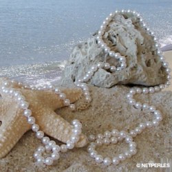 Collier 90 cm de perles Akoya 6,0 à 6,5 mm blanches AAA