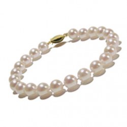 Bracelet 18 cm de perles Akoya 6,5 à 7 mm blanches