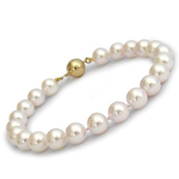 Bracelet 18 cm perles Akoya 7,0 à 7,5 mm blanches