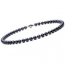 Collier 40 cm de Perles Noires d' Akoya 7,0 à 7,5 mm