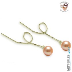 Boucles d'oreilles en Or 18k avec perles d'Eau Douce qualité Doucehadama Pêches