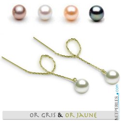 Boucles d'oreilles en Or 18k perles d'Eau Douce qualité AAA