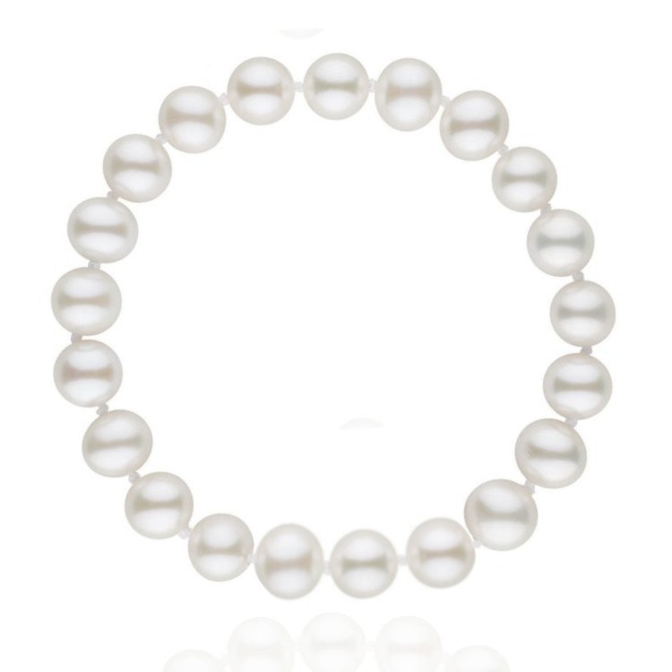 Bracelet de perles d'eau douce blanches 7 à 8 mm sur fil élastique