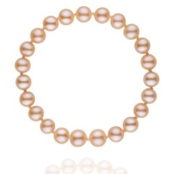 Bracelet de perles d'eau douce rose pêche 7 à 8 mm sur fil élastique