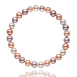 Bracelet de perles d'eau douce multicolores 7 à 8 mm sur fil élastique