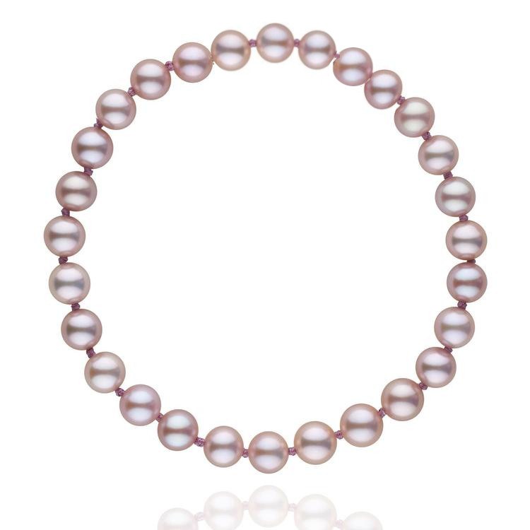 Bracelet de perles d'eau douce lavande 8 à 9 mm sur fil élastique