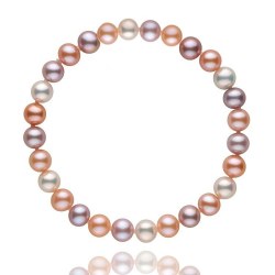 Bracelet de perles d'eau douce multicolores 8 à 9 mm sur fil élastique