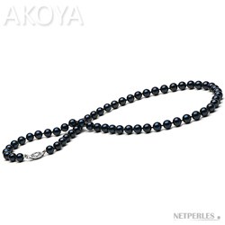 Collier de Perles Noires d'Akoya de 45 cm 5-5.5 mm