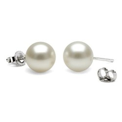 Boucles d'Oreilles Or 18k perles de culture d'Australie Blanches à partir de 9 à 10 mm