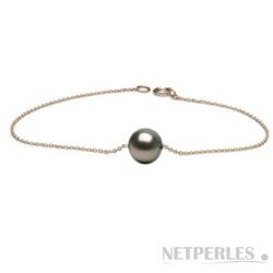 Bracelet de cheville de 24 cm en or 14k et perle de Tahiti AA+ ou AAA