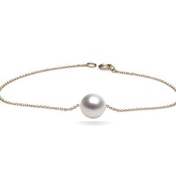 Bracelet cheville 24 cm Chaine forçat Or 14k Perle d'Eau Douce 8-9 mm DOUCEHADAMA