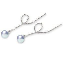 Boucles d'Oreilles Argent 925 avec Perles d'Akoya bleues argentées 8-8,5 mm AAA