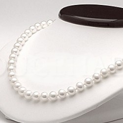 Collier 43 cm de perles d'Eau Douce de 7 à 8 mm Blanches DOUCEHADAMA Or Gris 18k