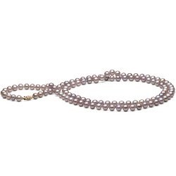 Long collier de perles d'Eau Douce couleur naturelle lavande 6-7 mm, 180 cm