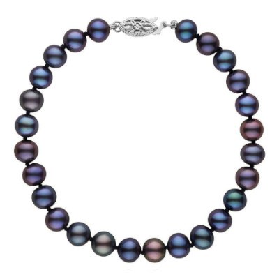 Bracelet de perles d'eau douce noires 6 à 7 mm 