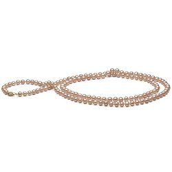 Long Collier de perles d'eau douce pêche 90 cm 6 à 7 mm