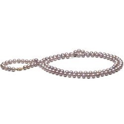 Long Collier de perles d'eau douce lavande 90 cm 6 à 7 mm