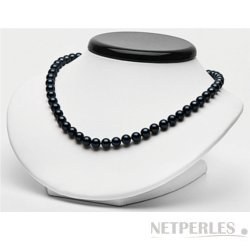 Collier de Perles noires d'Akoya 6,5 à 7 mm, long de 45 cm