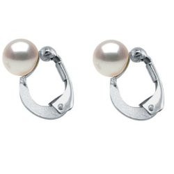 Boucles d'Oreilles à clips en Argent 925 avec perles d'Eau Douce AAA