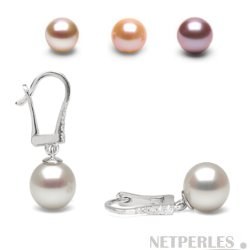 Boucles d'Oreilles Or 14k avec diamants et perles Doucehadama