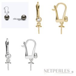 Paire de dormeuses en Or 14k avec diamants pour Boucles d'oreilles de perles 