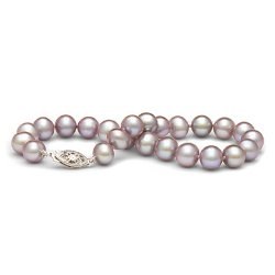 Bracelet de perles d'eau douce Lavandes 7 à 8 mm AAA Longueur de 16 cm Or Jaune 14k