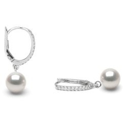 Boucles d'Oreilles Argent 925 Zirconiums et Perles de culture Akoya AAA