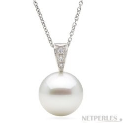 Pendentif en Or, diamants, Perle d'Australie blanche