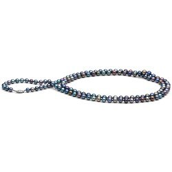 Long Collier de perles d'eau douce noires 90 cm 6 à 7 mm