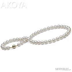 Collier 45 cm de perles Akoya du Japon de 7,5 à 8 mm