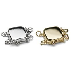 Fermoir Square pour 2 rangs de perles Or Jaune ou Or Gris 14k