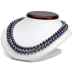 Collier Double Rang 43/45 cm perles d'eau douce 7 à 8 mm noires