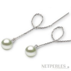 Boucles d'Oreilles Or 18k de Perles d'Akoya blanches