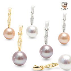 Boucles d'Oreilles en Or 14k Diamants Perles d'Eau Douce DOUCEHADAMA