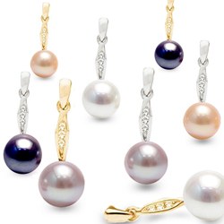 Boucles d'Oreilles en Or, Diamants et Perles d'Eau Douce AAA