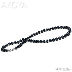 Collier de Perles Noires d'Akoya 6,0 à 6,5 mm AA+, 45 cm