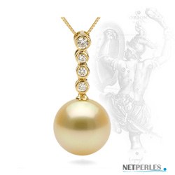 Pendentif Or 18k avec Perle Dorée des Philippines qualité AAA