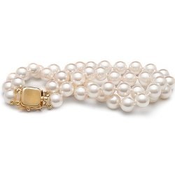 Bracelet Double Rang 18 cm de perles d'Akoya blanches 6-6.5 mm