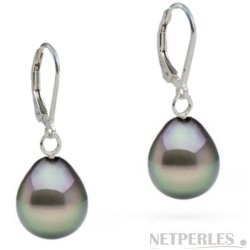 Boucles d'oreilles en Argent 925 perles de Tahiti Goutte AAA