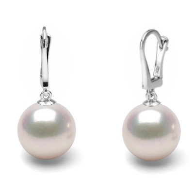 Boucles d'Oreilles Dormeuses Or 18k perles d'Akoya HANADAMA blanches