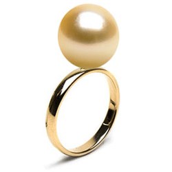 Bague Or 14k avec perle des Philippines dorée AAA