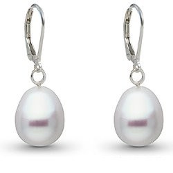 Boucles d'oreilles en Argent 925 perles d'Australie Blanches Gouttes 10-11 mm AA+/AAA