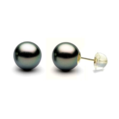 Paire de boucles d'Oreilles en Or 18k silicone perles de Tahiti 10 à 11 mm
