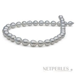 Collier de perles de culture d'Australie baroques Argentées, 9 à 12 mm