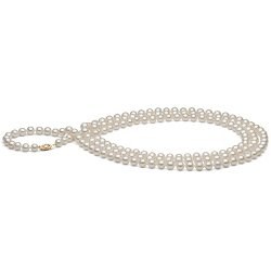 Long collier de perles de culture d'Eau Douce blanches de 114 cm