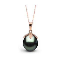Pendentif Or Rose 18k Perle de Tahiti Goutte de 10 à 11 mm AAA