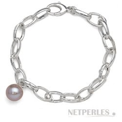 Bracelet de perles d'Eau Douce Lavandes sur Argent rhodié