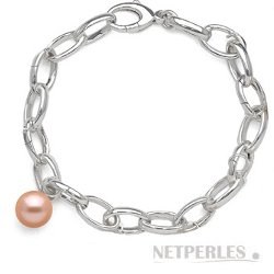 Bracelet de perles d'Eau Douce Pêches sur Argent rhodié
