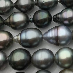 Collier n°4 43 cm de perles Baroques de Tahiti, de 8-11 mm forme goutte