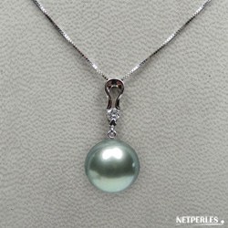 Pendentif Or 18k et diamant avec perle de culture de Tahiti